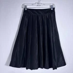Nwt Ann Taylor Classic Black Silky A-line Pleated Knee Length Skirt Size 1048. Fixed Price $35.00.