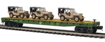 Mth Premier U.s. Army Flat Car W/ (3) Willy Transport Vehicles (desert). Fixed Price $98.00.