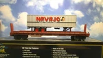 Weaver U23011LD Navajo 50' Flatcar With 35' Trailer Up (3-RAIL). Fixed Price $91.99.