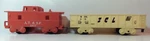 Marx Red Caboose Atsf #1977 And Yellow Gondola Scl #131000 (RS408). Fixed Price $9.95.