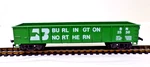 Tyco Ho Scale #2536 Burlington 40' Gondola Car - No Box. Fixed Price $7.95.