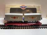 Lionel Pwc 19455 Flat Car With C.j. Grey Vans Postwar Celebration Ln. Fixed Price $40.00.