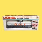 Lionel 6-6301 Gulf Oil Single Dome Tank Car Model Train. Fixed Price $34.99.