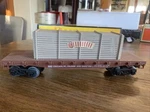 Pola Gauge 5907 Chicago Milwaukee St Paul Flat Car With Large Crate. 3-RAIL. Fixed Price $39.00.