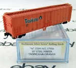Scale 50' Steel Reefer - Tropicana (orange) #250 Bachmann #17956. Fixed Price $29.00.