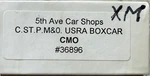 Scale ACCURAIL/5TH Ave Shops Usra Boxcar. Cmo #36896. Fixed Price $10.95.