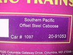 Mth Premier Southern Pacific Offset Steel Caboose 20-91053 Scale. Fixed Price $100.00.