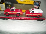 K-line Fdny Flat Car W/ Van & Pickup K691-8022 (new). Fixed Price $36.99.