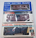 Lionel Freight Cars 6-9268, 6-19228 And K-line 6112 Cabooses & Boxcar. Fixed Price $45.97.