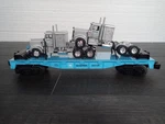 Lionel Gauge Maersk Flat Car #250129 W/ Die-cast Tractors 6-36091. Fixed Price $80.00.