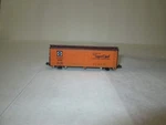 N-scale Reefer Car, #12102, Con-cor, Santa Fe, 40' Wooden, Rapido Couplers. Fixed Price $12.00.