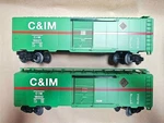 Lionel Gauge C&im Chicago Illinois Midland 50 Double Door Boxcars Set Of 2. Fixed Price $49.99.
