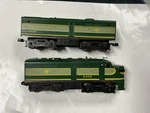 Lionel O-gauge: Alco Diesel Erie Powered (8452) & Dummy (8453). Fixed Price $130.00.