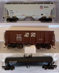 Bachmann Up Ore Hopper-walthers Covered Hopper-athearn Tank Car -new Lot Of 3. Fixed Price $55.00.
