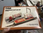 Vintage Tyco Ho Scale Santa Fe Piggyback Flat Car Set No. 348. Fixed Price $29.95.