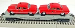 Mth Rail King Gauge Train Auto Transport Flat #1949 With 2 Fire Chief Cars. Fixed Price $19.95.