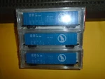 Micro-trains #27072 50' Rib Side Plug Door Boxcar Great Northern 3 Pack. Fixed Price $50.00.