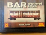 Micro Trains Line Scale Weathered Two Pack "bar". Fixed Price $67.00.