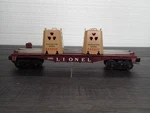 Lionel O-gauge #9389 Radioactive Waste Rail Flatcar W/ Flashing Containers 1981. Fixed Price $70.00.