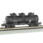 Bachmann 17151 N-scale 3-DOME Tank Car, Philadelphia Quartz Co. #606. Fixed Price $29.99.