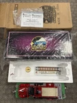 + Mth Standard Tinplate 200 Series Green 211 Flat Car W/ Fire Truck 10-2107. Fixed Price $350.00.