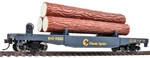 Walthers Trainline Dump Car With 3 Logs-ready To 8.5 Inches, Blue, Yellow. Fixed Price $33.94.