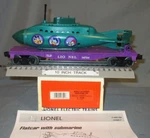 Lionel 16724 Mickey & Friends Flatcar W/ Oper.-remv. Submarine Ld. O/027 Ga. '96. Fixed Price $38.00.