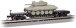 Bachmann 71386 Scale 52' Center Depressed Flatcar With Sheridan Tank - Black. Fixed Price $34.99.