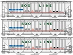 H0 Accurail #8157 Pullman Standard Covered Hoppers Soo Line 3-CAR Set Kit. Fixed Price $62.55.
