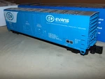 Atlas 6503-2 Evans Products 53' Double Plug Boxcar Rail +box- Nice & Clean. Fixed Price $45.00.