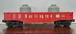 Lionel Gauge Burlington Gondola W/ 2 Removable Canisters #6-16355. Fixed Price $15.00.