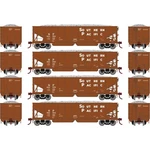 Ho-gauge Athearn Southern Pacific 40' Outside-braced Ballast Hopper 4-PACK. Fixed Price $149.99.