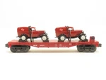 Mth 30-8303 Milwaukee Road Flat Car W/ertl 32' Panel Vans Ln. Fixed Price $36.54.