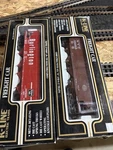 2 Pack K-line Gauge Freight Cars Burlington/nyc Red/brown Three-rail System. Fixed Price $69.99.