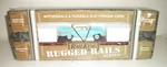 King Southern Pacific Flat Car W 57 Chevy Rugged Rails 33-7206 Un-run Cond. Fixed Price $38.50.