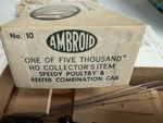 Ho Scale Ambroid No 10 Speedy Poultry & Reefer Comination Car Craftsman Kit. Fixed Price $23.00.