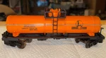 1956 Lionel Trains Gauge Orange Grcx 6315 Gulf Single Dome Chemical Tank Car. Fixed Price $50.00.