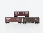 Lot Of 3 Scale Intermountain, Atlas, & Micro-trains Mtl Gtw/soo/milw Box Cars. Fixed Price $43.95.