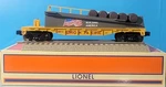 CB38: Lionel No. 1928510 Union Pacific Flag Up Barrel Ramp Flat Car America. Fixed Price $49.95.