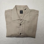 Boss Hugo Shirt Mens Xl Beige Micro Check Long Sleeve Button Front Dress. Fixed Price $9.63.