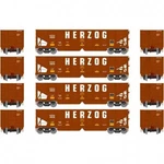 Athearn Rtr Herzog 3-BAY Ribbed Ballast Hopper 4 Car Set. Fixed Price $185.00.