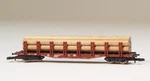 Marklin Z-scale Large Flat Car With Stakes And Load Of Oak Timber, No Box. Fixed Price $39.95.