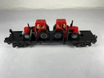American Flyer 6-48509, Equipment Flat Car W/2 Tractors, Ob, '95. Fixed Price $16.50.