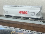 Fmc Chemical Cylindrical Covered Acf 3-BAY Hopper Car Logo Scale New. Fixed Price $65.95.