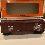 Lionel Gauge Fw&d Burlington Boxcar 6-52176 Everywhere West. Fixed Price $25.00.