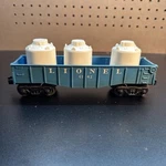 Vintage Lionel 027 Gauge Gondola Train Car Canisters 6142 Lines Blue. Fixed Price $25.00.