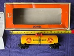 Lionel Scale Biohazard Tank Car With Lights #6-16181. Fixed Price $42.99.