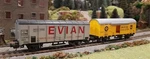 * 1/87 Ho Scale Lima Gullfiber + Evian Freight Cars. Fixed Price $18.09.