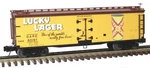 Atlas Scale 40' Wood Reefer Beer Brand Special (3-RAIL) Lucky Lager #60202. Fixed Price $94.79.