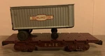 Marx Train - 4 Wheel Erie Flat Car W/ Silver Burlington Trailer Load Gauge. Fixed Price $89.99.